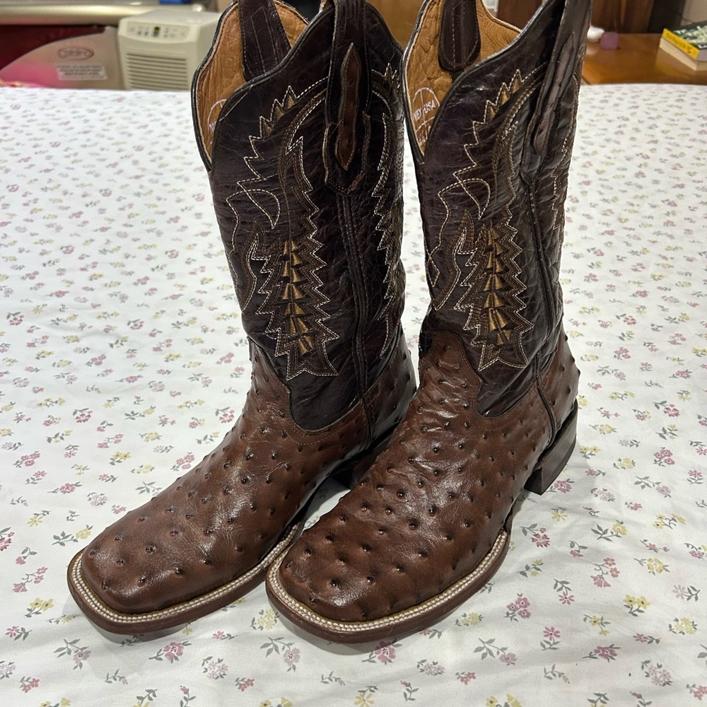 Men's Brown Ostrich Leather Western Cowboy Boots